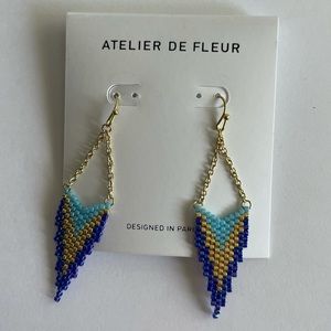 Atelier De Fleur Boho Seed Bead Drop Earrings NWT